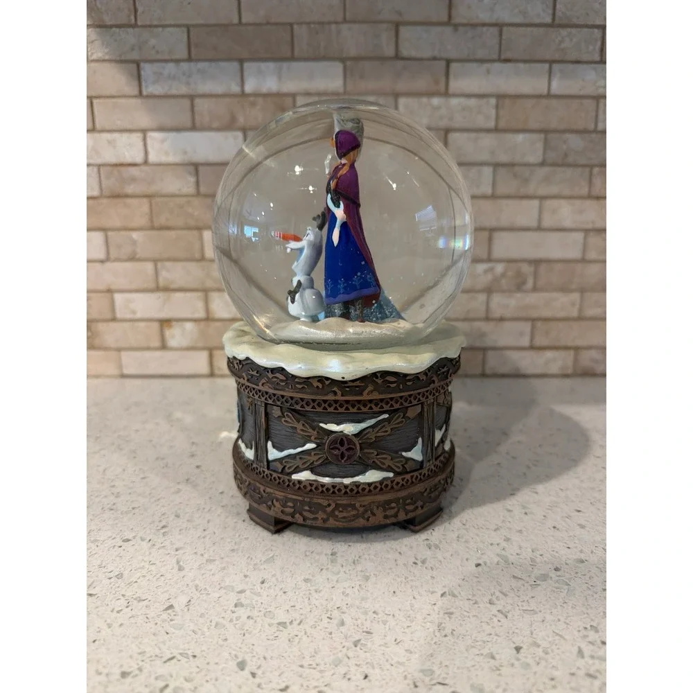 Disney Frozen Musical Snow Globe Elsa Anna Olaf Music Box Knob Missing